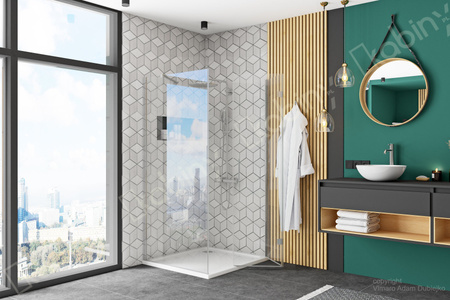 Kabina Prysznicowa Składana Molier Chrom Ze Ścianką Stałą