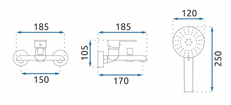 Bateria Wannowa Ścienna Bloom Biała Złota