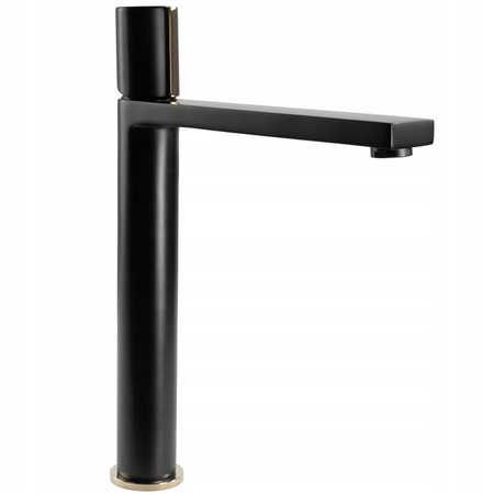 Wysoka Bateria Umywalkowa Icon Czarna Złota Wysoka