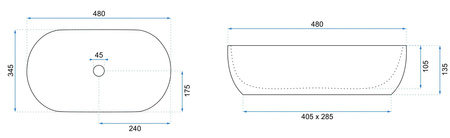 Umywalka Nablatowa Amelia 48