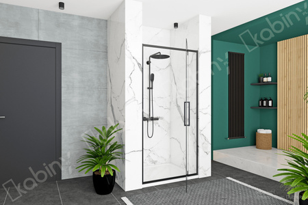 Drzwi Prysznicowe Otwierane Rapid Swing Black Czarne