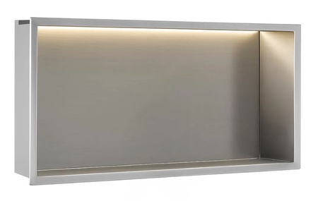 Półka Łazienkowa Wnękowa LED 60x30 Stal Szczotkowana