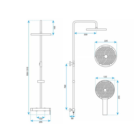 Zestaw Natryskowy Natynkowy Foss Clif Nikiel Szczotkowany