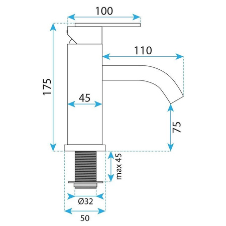 Bateria Umywalkowa Ontario Nikiel Szczotkowany Niska