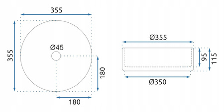 Umywalka Nablatowa Szklana Cristal 35 Transparent