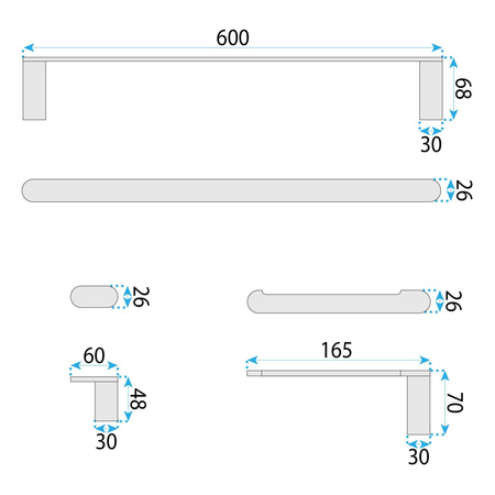 Komplet Wieszaków Łazienkowych 4 Elementy Mati Czarny Mat