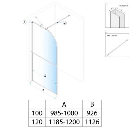 Ścianka Prysznicowa Sky Złoto Szczotkowane
