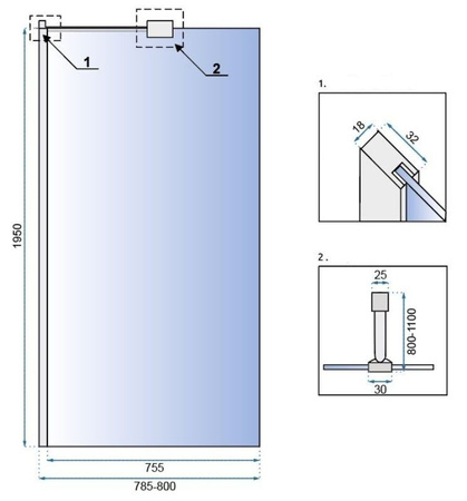 Ścianka WALK-IN AERO Easy Clean 80
