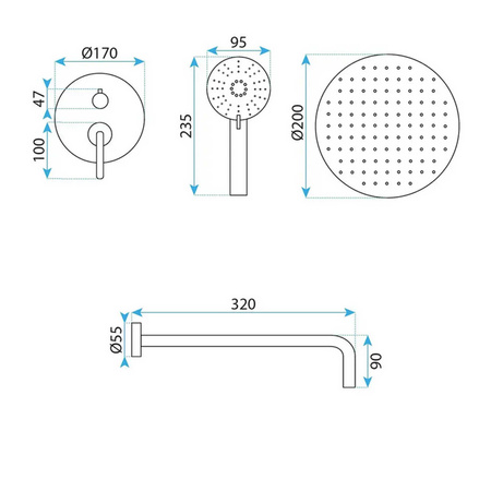 Zestaw Natryskowy Podtynkowy Ontario Miedź Szczotkowana
