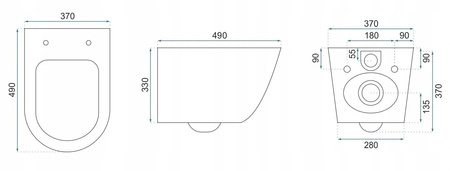 Misa WC Podwieszana Carlo Mini Rimeless Black Gold Edge