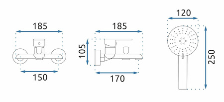 Bateria Wannowa Ścienna Bloom Złota