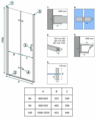 Drzwi Prysznicowe Składane Molier Chrom