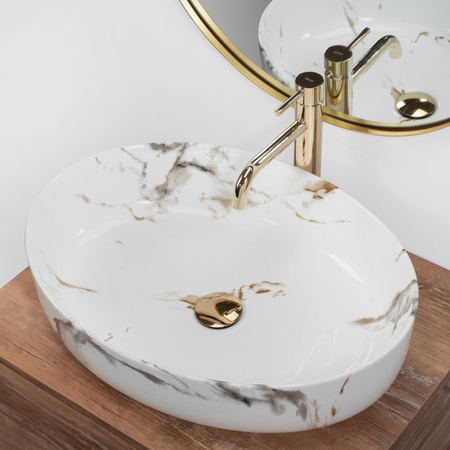 Umywalka Nablatowa Queen Carrara Shiny