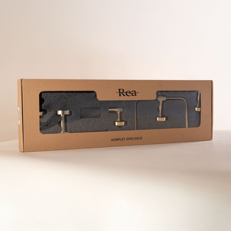 Komplet Wieszaków Łazienkowych Grid Złoty