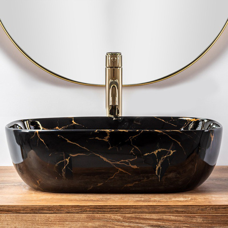 Umywalka Nablatowa Belinda Black Marble Shiny