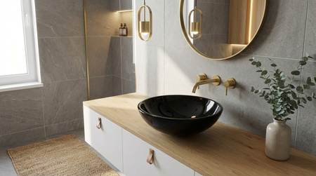 Umywalka Szklana Czarna Bowl 71008