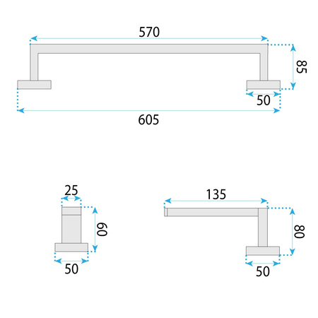 Komplet Wieszaków Łazienkowych Rio Miedź Szczotkowana