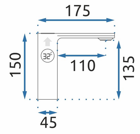 Bateria Umywalkowa Mils LCD Chrom Niska