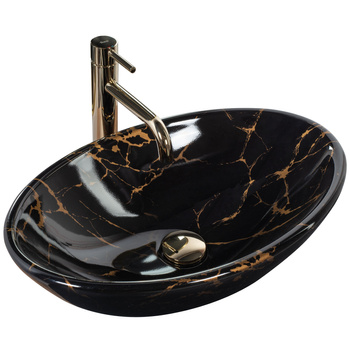 Umywalka Nablatowa Pamela Black Marble Shiny