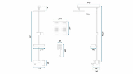 Zestaw Prysznicowy Natryskowy JACK Złoty Szczotkowany