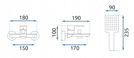 Bateria Wannowa Ścienna Urban Czarna