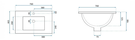 Umywalka Wpuszczana Dafne 75