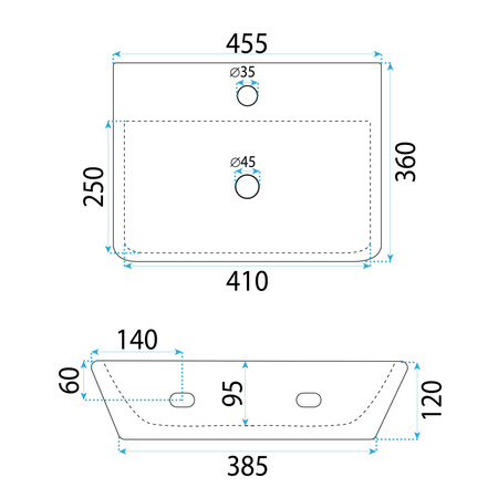 Umywalka Nablatowa Przyścienna Altea Cloudy