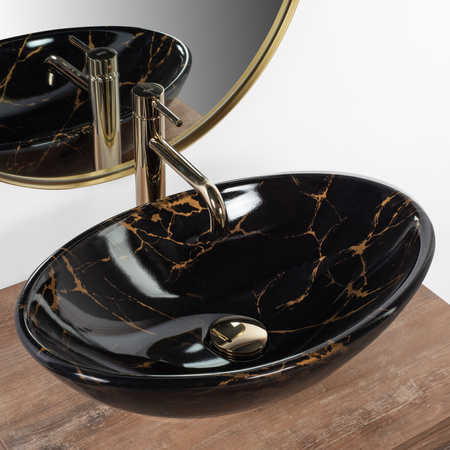 Umywalka Nablatowa Pamela Black Marble Shiny