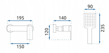 Bateria Prysznicowa Ścienna Storm Złota