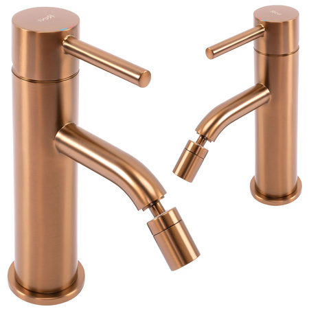 Bateria Bidetowa Rea Lungo Miedź Szczotkowana