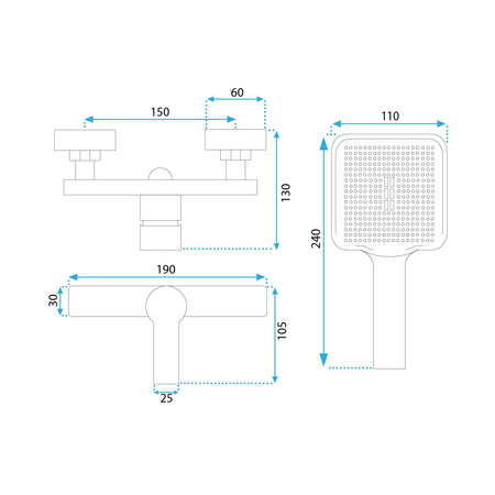 Bateria Prysznicowa Ścienna Argus Czarna