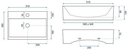 Umywalka Nablatowa Wisząca Bonita 51