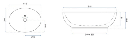 Umywalka Nablatowa Carola Slim 51