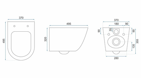 Misa WC Podwieszana Carlo Mini Rimless Flat Czarna Matowa