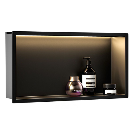 Półka Łazienkowa Wnękowa LED 60x30 Czarna