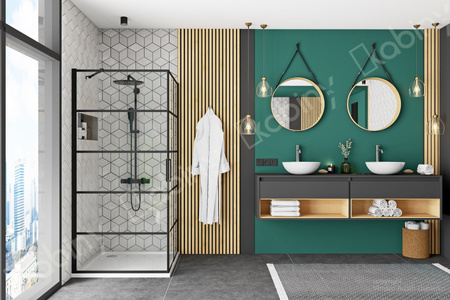 Kabina Prysznicowa Składana Molier Black Ze Ścianką Stałą 