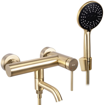 Bateria Wannowa Z Wylewką Clif Gold Brush Złota Szczotkowana