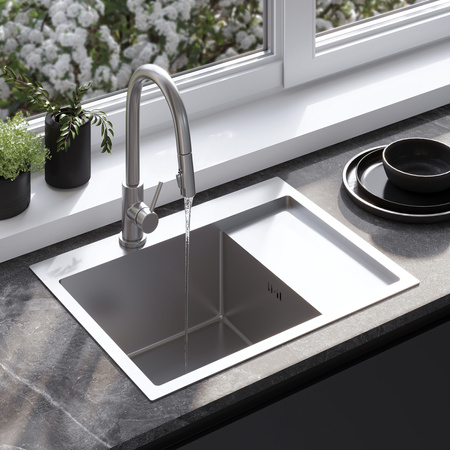 Zlewozmywak Kuchenny Finn Nikiel Szczotkowany + Syfon