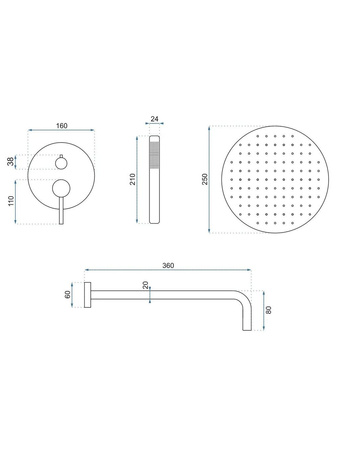 Zestaw Natryskowy Podtynkowy Lungo Grip Miedź Szczotkowana + Box