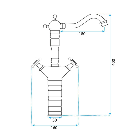 Bateria Kuchenna Umywalkowa Rustico Złota Antyczna
