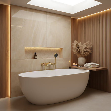 Bateria Wannowa Ścienna Foster Złota Szczotkowana