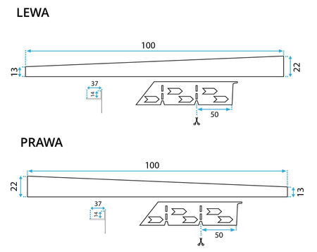 Listwa Spadkowa Brodzikowa Nikiel Szczotkowany