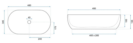 Umywalka Nablatowa Amelia 48 Ash Matt