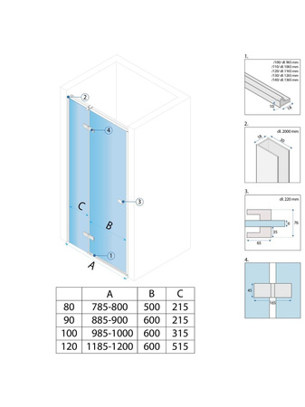 Drzwi Prysznicowe Uchylne Atlas Chrom