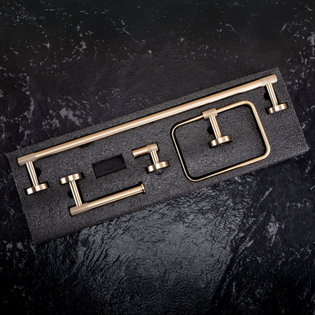 Komplet Wieszaków Łazienkowych Grid Złoto Szczotkowane