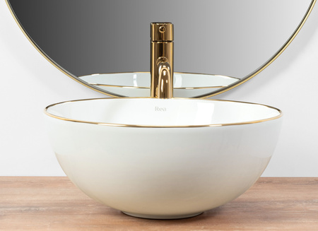 Umywalka Nablatowa Stella White Gold Edge