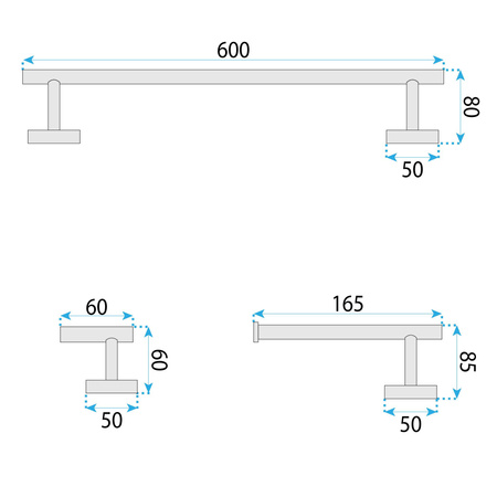 Zestaw Wieszaków Łazienkowych Ari 4 Elementy Miedź Szczotkowana