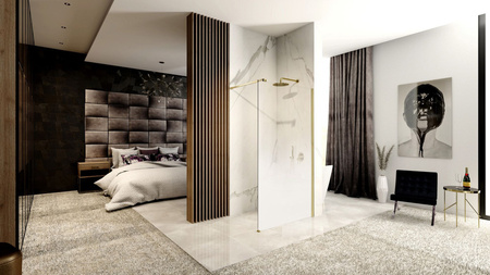 Ścianka Prysznicowa Walk In Aero Ombre Mleczna Złoto Szczotkowane