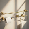 Komplet Wieszaków Łazienkowych Grid Złoto Szczotkowane