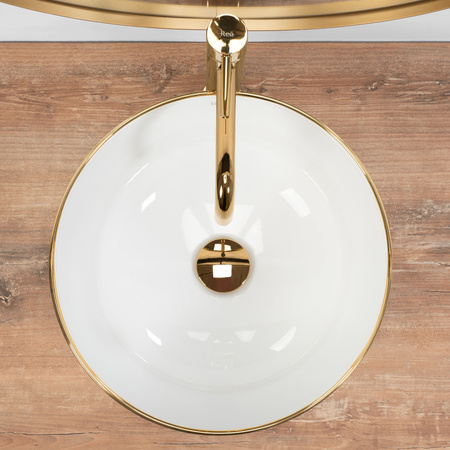 Umywalka Nablatowa Stella White Gold Edge